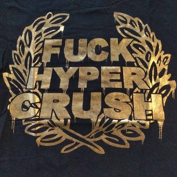 Hyper Crush T-shirt Small Metallic Gold Foil Graffiti Graphic Hot Topic - Picture 1 of 8